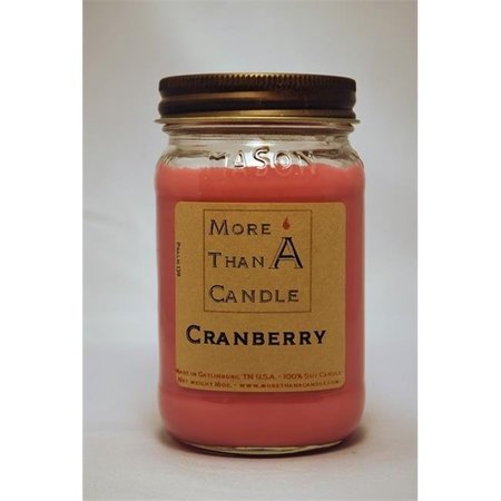 MORE THAN A CANDLE More Than A Candle CBY16M 16 oz Mason Jar Soy Candle; Cranberry CBY16M